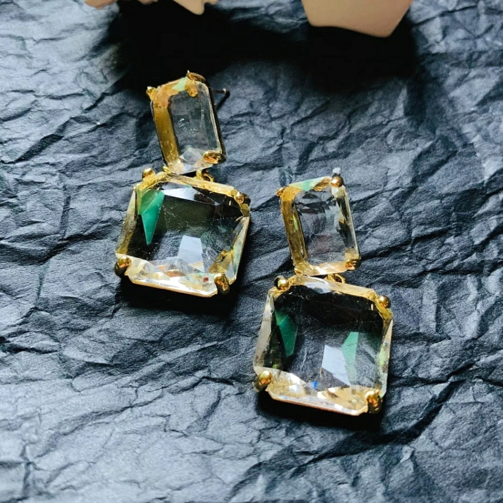 Anthropologie transparent glass dangle earrings; nwot - Picture 10 of 12